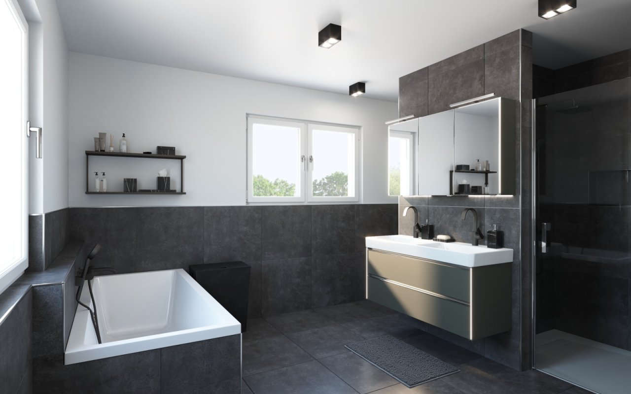 Badezimmer mit XL-Dusche und XL-Badewanne Badezimmer mit XL-Dusche und XL-Badewanne
